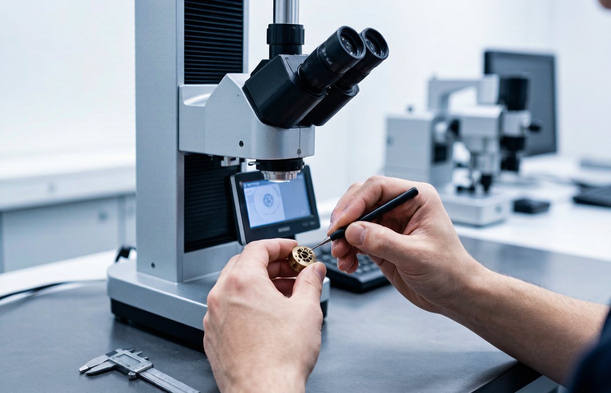 Optical inspection of a wire drawing die in the metrology lab